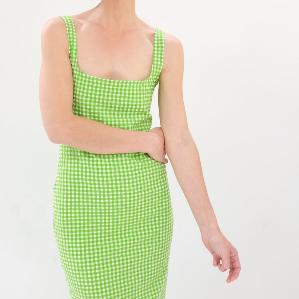 Maryam Nassir Zadeh Green Checkered Dress